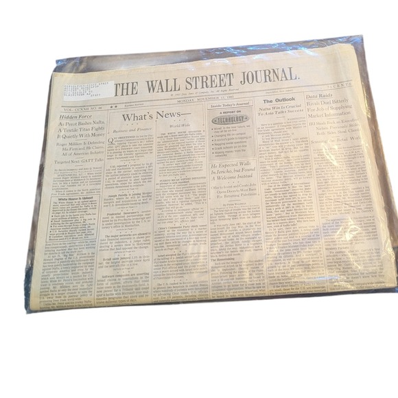 Other - The Wall Street Journal Nov 15 1993 Original Newspaper COA NAFTA History